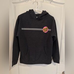 Santa Cruz charcoal grey pullover hoodie pink dot logo no sz tag approx medium